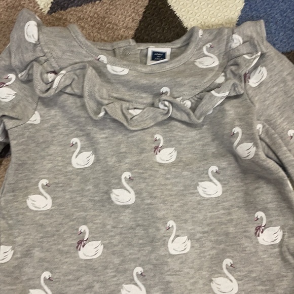 Janie and Jack swan print onesie / romper - Picture 2 of 4